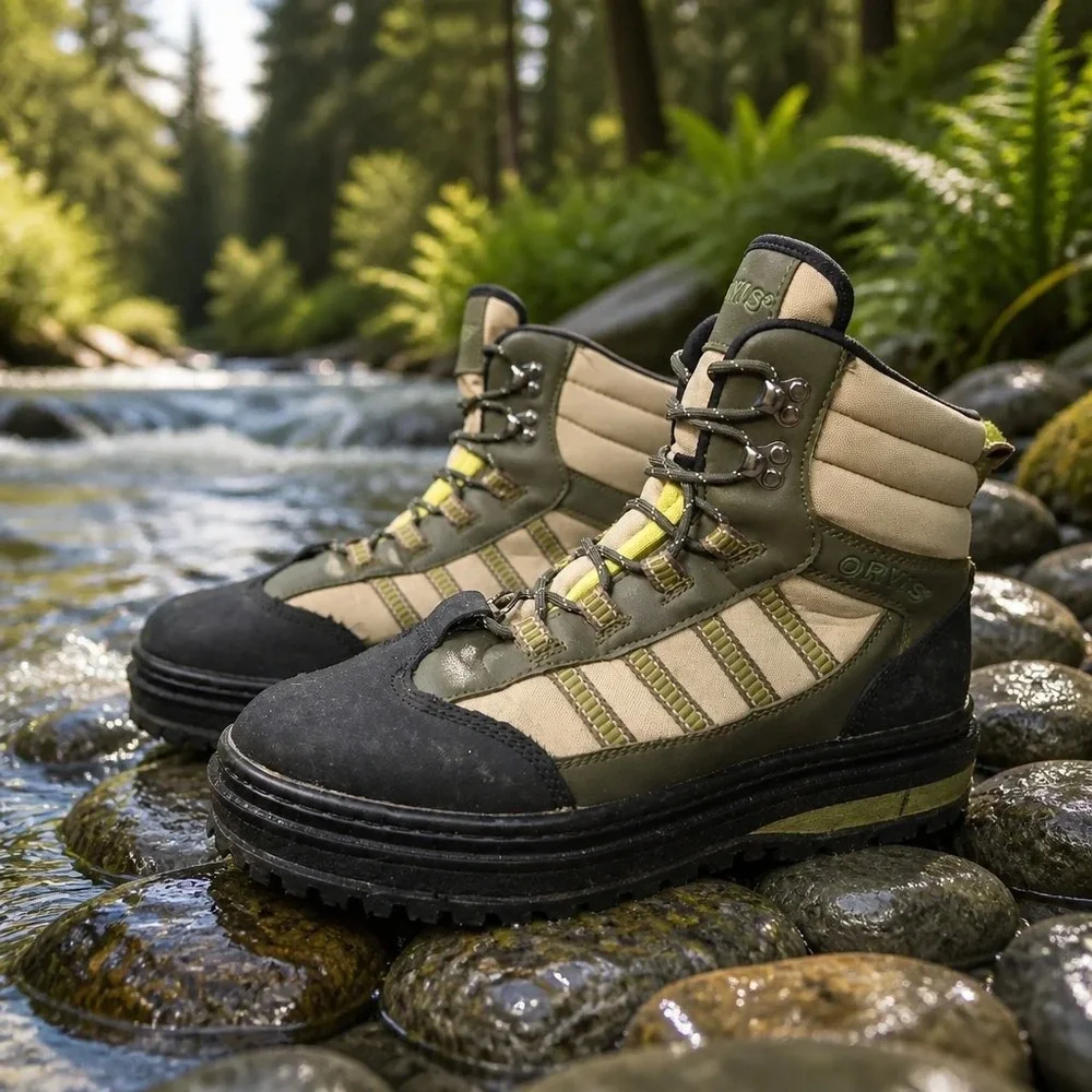 Orvis Encounter Wading Boots Mens US 12 Olive Green Vibram Sole 16FO